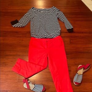 Vibrant Red Cropped Pants